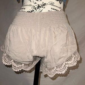 Forever 21 Dark Cream Crochet Flowy Shorts